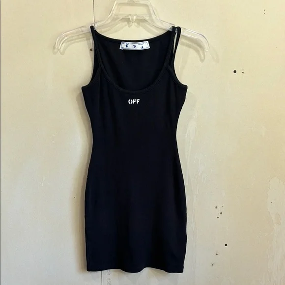 Off-White Black Ribbed “OFF” Mini Dress Size 2 - Picture 8 of 9